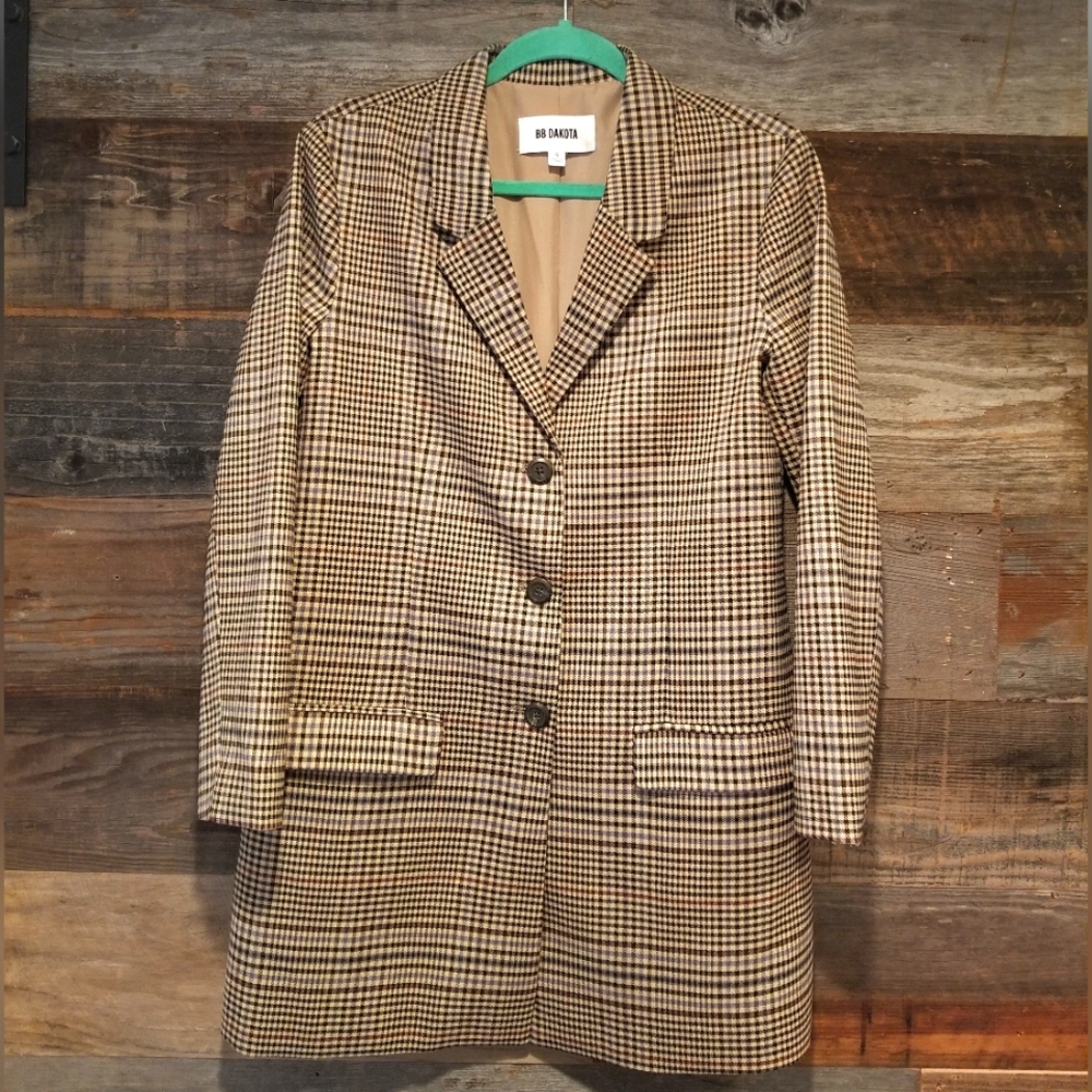 long plaid blazer